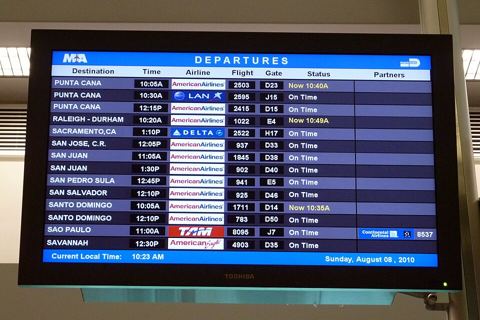 Airport departures board