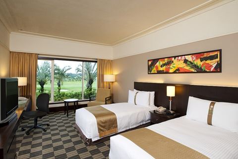 Hotel room with two beds